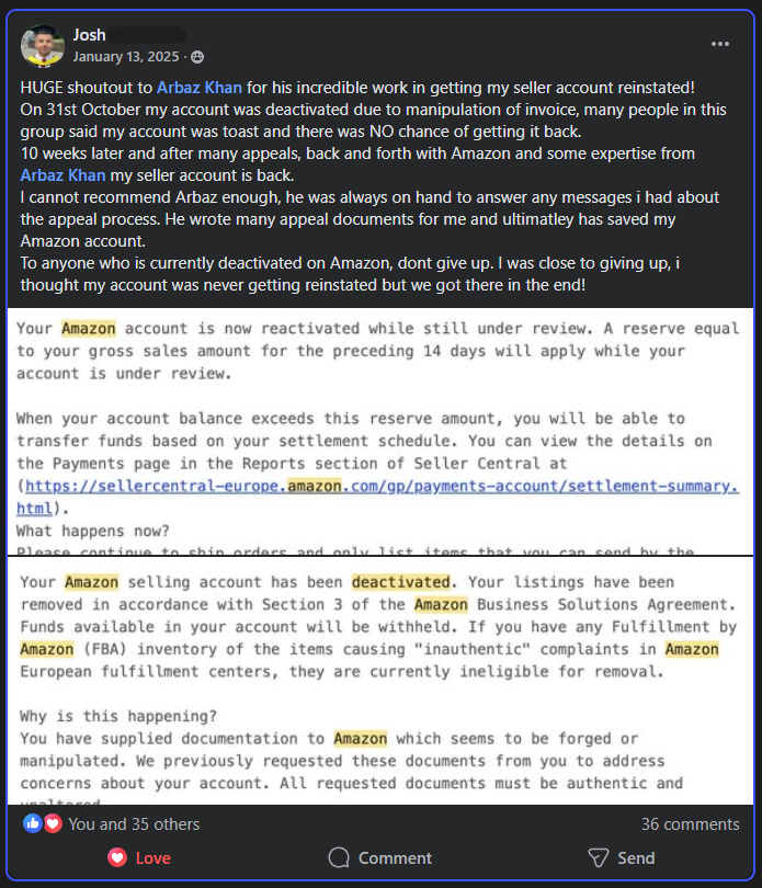 Amazon Compliance Proof